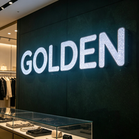 Enseigne LED à lettres en relief Starry Channel Letter, matrice de points scintillante, lettres lumineuses en acier inoxydable pour logo de marque, publicité murale ou devanture de magasin