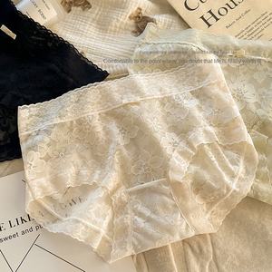 กางเกงในลูกไม้แบบฮิปสเตอร์สำหรับผู้หญิง เอวกลาง เนื้อผ้านุ่มเป็นมิตรกับผิว ยืดหยุ่นสูง 7A ผ้าฝ้าย/ไนลอนถัก ป้องกันแบคทีเรีย - Product Image 1