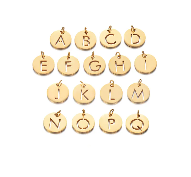 DIY Accessories Stainless Steel Alphabet Pendant Charms Simple Initial Letter Pendant 18k Gold Plated For Necklace Making