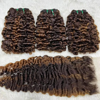 Extensiones de Cabello Humano Virgen Remy Rizado Birmano Ombre DD SDD, Paquete de Cabello Humano de Vietnam