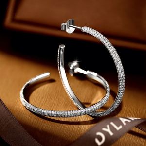 Dylam Wholesale Luxury Jewelry Women Hoop 925 Sterling <b>Silver</b> Pave AAAAA Cubic Zircon Baguette <b>Stud</b> Earrings - Product Image 6