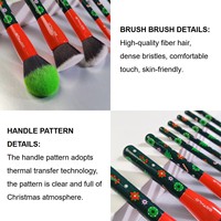 Gracedo - Ensemble de 8 pinceaux de maquillage pour le visage rouges et verts - Édition spéciale Noël - Étiquette privée personnalisée