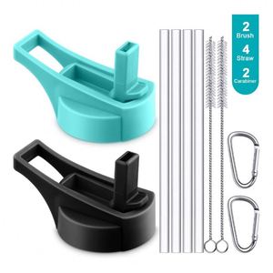 Bouteille de sport anti-fuite avec poignée longue et 2 pailles - Product Image 4