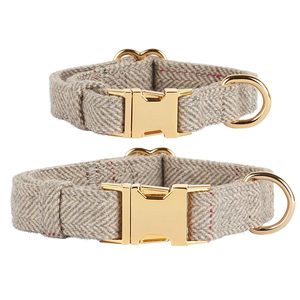 Tela de lana de Tweed <span class=keywords><strong>Hotsale</strong></span> para <span class=keywords><strong>collar</strong></span> de perro y Correa y juego de soporte para caca con oro rosa en todas las estaciones - Product Image 4