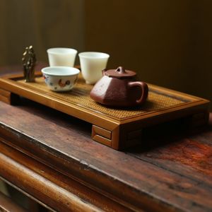 Bamboo <b>Tea</b> Tray Flat Durable <b>Tea</b> <b>Set</b> Display Stand For One Teapot And Two Cups - Product Image 3
