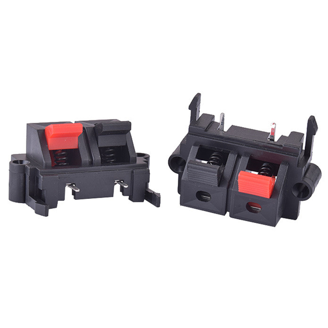 Black 2 Pin Spring Terminal Block 50V 3A Speaker Binding Posts Test Clip Connector for Speaker Audio
