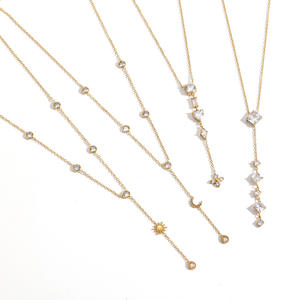 สร้อยคอจี้รูปพระจันทร์ประดับเพชรซิคอนสำหรับผู้หญิง สร้อยสแตนเลสแบบยาว แฟชั่นสร้อยคอเพชรซิคอน - Product Image 5