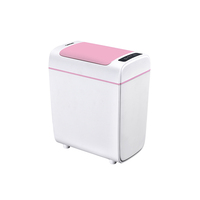 Poubelle intelligente rectangulaire rose de haute qualité Poubelle ABS rechargeable automatique sans contact Espace USB élégant pour une utilisation en cuisine