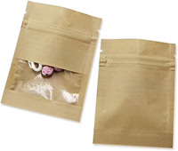 Sac réutilisable en papier kraft personnalisé à fermeture éclair zip-lock pochette debout cerneaux de noix de fenêtre sac d'emballage alimentaire en plastique pour bonbons épices