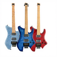 Guitarra Eléctrica Profesional de 6 Cuerdas sin Cabezal, de Alta Gama, Doble Trémolo, 24 Trastes, Cuerpo de Caoba, Pastillas Pasivas Cerradas, de Calidad