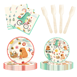 Assiettes en papier dinosaures DAMAI, décorations de fête jetables, fournitures pour assiettes, cadeaux, vaisselle de fête d'anniversaire, service pour 8 personnes - Product Image 2