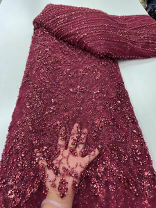 Ni. Ai cỏ màu xanh lá cây màu chất lượng cao Hạt <span class=keywords><strong>Net</strong></span> ren thêu tan trong nước phi váy ren vải cho phụ nữ bên ly6596 - Product Image 5