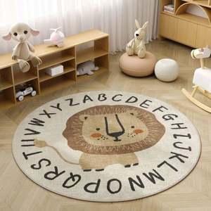 Cute <b>Lion</b> ABC Kids Play Mat Baby Nursery Carpet Non Slip Round Educational Alphabet <b>Soft</b> Area Rug for Children Toddlers - Product Image 1
