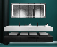 Meuble-lavabo mural de qualité supérieure, directement de l'usine, avec lavabo et poignée, meuble-lavabo moderne pour salle de bain avec robinet et miroir