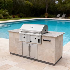 شواية فحم خارجية حديثة من الفولاذ المقاوم للصدأ مقاس 32 بوصة، مقاومة للعوامل الجوية، مع جزيرة شواء قابلة لتعديل الارتفاع للاستخدام المنزلي، بحد أدنى منخفض للطلب - Product Image 1