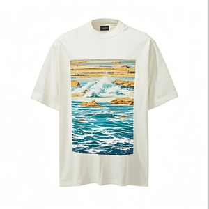 T-shirt imprimé DTG pré-lavé anti-rétrécissement de haute qualité 100% coton doux au toucher tissu t-shirts pour hommes - Product Image 6