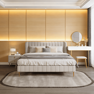 Lit et Matelas Modernes pour Chambre à Coucher, Design <span class=keywords><strong>Teena</strong></span> 2026, Cadre de Lit Minimaliste Blanc Foshan, Lit Moderne Intelligent Taille Queen - Product Image 2