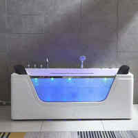 Baignoire à remous intelligente en acrylique sexy Baiyao Waterfall, massage, 1 pièce, moderne, tablier 3 côtés, lumière LED, réversible, utilisation intérieure