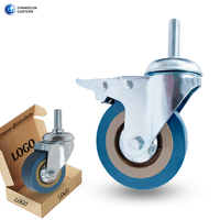 Roulettes pivotantes silencieuses en acier/PVC de 2 pouces, roulettes industrielles de service moyen, roulettes de chariot de cantine de 3 pouces, roulettes de chariot de 4 pouces avec frein