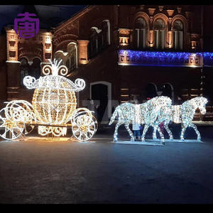 Decoración Navideña 3D para Exteriores, Carroza de Caballos Iluminada IP65, Cadena de Luces LED, Figura de Animal, Color Personalizable, Fácil Instalación - Product Image 4