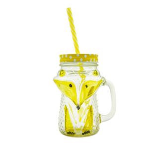 मल्टी फंक्शनल होटल की छुट्टियों में हैंडल ढक्कन के पुआल पशु आकार ठंडे पेय कांच के साथ ग्लास जार का उपयोग करते हैं। - Product Image 1