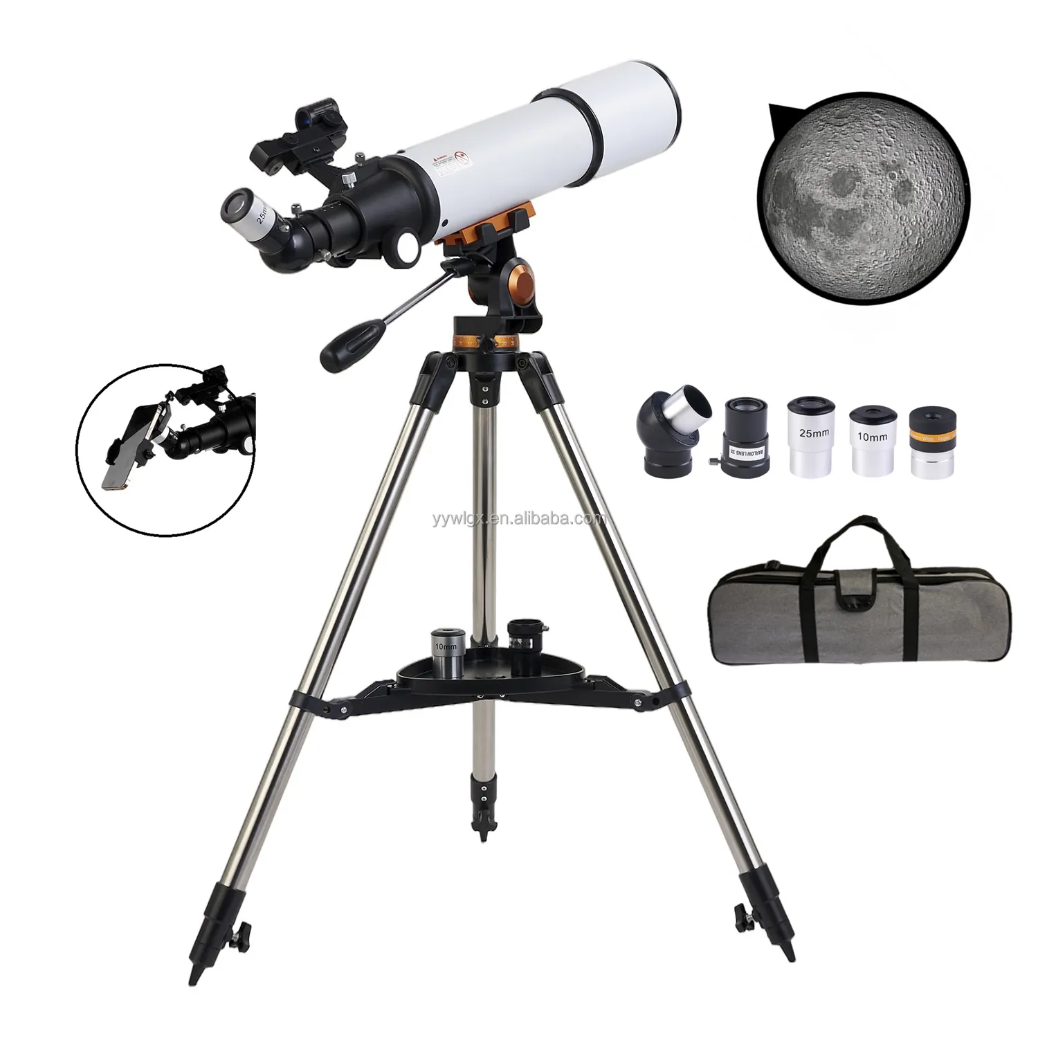 Télescope astronomique F50080m, Zoom professionnel, Vision nocturne, réfraction de l'espace profond, observation de la lune, astronomie