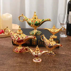 Manufacturers direct home decoration light luxury gold pattern Aladdin magic lamp restaurant hotel decoration home decor crafts