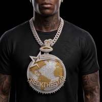 Colgante Esférico de Moissanita de Plata 925 de Lujo, Personalizado, Diseño 3D Hip-hop, Joyería Urbana para Hombre, Venta al Por Mayor