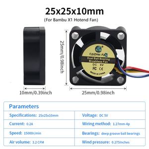 Pour <span class=keywords><strong>Bambu</strong></span> <span class=keywords><strong>Lab</strong></span> <span class=keywords><strong>X1</strong></span>/P1 série 2510 ventilateur de refroidissement Hotend ventilateurs d'<span class=keywords><strong>imprimante</strong></span> <span class=keywords><strong>3D</strong></span> de haute qualité pièces de rechange pour <span class=keywords><strong>imprimante</strong></span> <span class=keywords><strong>3D</strong></span> <span class=keywords><strong>Bambu</strong></span> <span class=keywords><strong>Lab</strong></span> <span class=keywords><strong>X1</strong></span>/P1 - Product Image 3