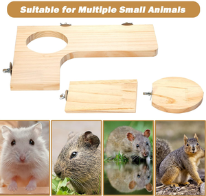 5 Juegos de Accesorios para Jaula de Hámster, Plataforma de Madera para <span class=keywords><strong>Chinchilla</strong></span>, Plataforma de Juego de Madera con Orificios Redondos <span class=keywords><strong>en</strong></span> Forma de L - Product Image 5