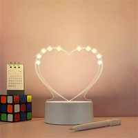 Luces de noche LED luminosas transparentes, lámpara de mesa acrílica luminosa USB, tablero de mensajes de escritura borrable, calendario, adornos de escritorio
