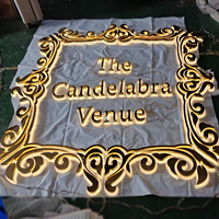 Huruf Akrilik Custom 3D Backlit LED untuk Papan Nama Iklan Bisnis, Dinding Latar Toko, Rumah, Efek Cahaya Biru, Logo UV