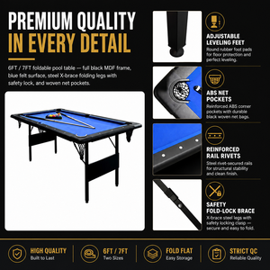 <span class=keywords><strong>Table</strong></span> <span class=keywords><strong>de</strong></span> billard pliable SZX portable 6-7 pieds, jeu <span class=keywords><strong>de</strong></span> <span class=keywords><strong>snooker</strong></span>, comprend balles et queues, en MDF, service OEM - Product Image 2