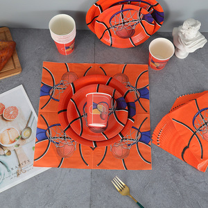 New cross-border basketball party supplies themed children's <b>paper</b> cups, <b>paper</b> plates, <b>paper</b> towels, disposable tableware sets - Product Image 2