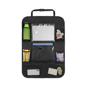 Organizador de asiento de coche con 9 bolsillos, soporte transparente para tableta, Material Oxford negro, 50 Uds., organizador de uso diario para niños - Product Image 1