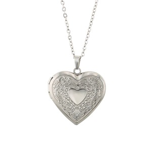 Heart-Shaped Stainless Steel Photo Locket <b>Necklace</b> Silver Gold Plated Pendant For <b>Couples</b> Gift Jewelry - Product Image 2