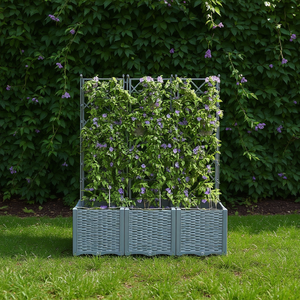 Fioriera da Giardino in Acciaio Grigio Chiaro a 3 Pezzi per Fiori, Design Moderno per Uso Esterno - Product Image 2