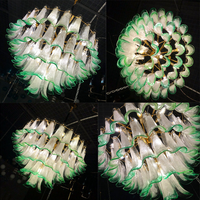 Lustre suspendu en verre artistique soufflé à la main, dégradé vert, en forme de pétale, style Murano, pour la décoration intérieure de villas et d'hôtels, lustre de luxe