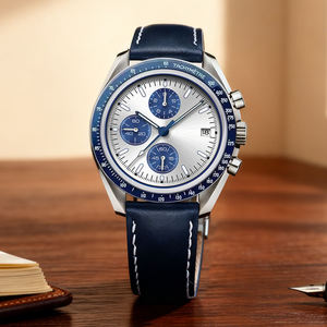 2026 New Men's Steel Alloy <b>Case</b> Quartz Chronograph Sports <b>Watch</b> 30bar Water Resistant Leather Strap - Product Image 4