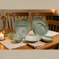 Assiettes de service, assiettes plates, assiettes à salade, bols à soupe, tasses, bols personnalisés, vaisselle de restaurant, assiette feuille à glaçure réactive