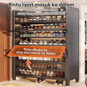 Nouvelle armoire à chaussures empilable anti-poussière en acier, armoire de rangement polyvalente, Lemari Sepatu Baja Lemari - Product Image 1