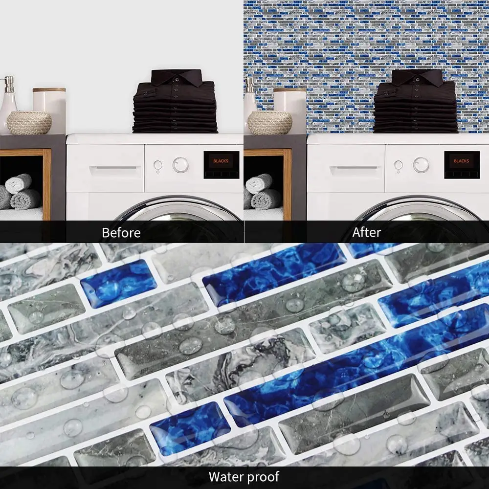 UDK Mosaic Wall Tile Peel and Stick Self adhesive Backsplash DIY Kitchen Bathroom Home Wall Sticker Vinyl 3D