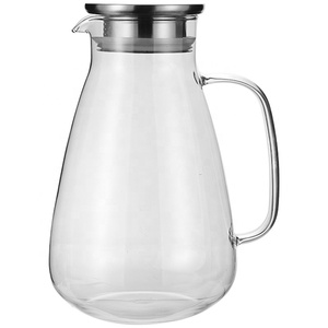 Carafe en <span class=keywords><strong>verre</strong></span> transparent en gros, 1L ou 2L au choix, grande capacité, en borosilicate résistant <span class=keywords><strong>à</strong></span> la chaleur avec poignée pour hôtels et restaurants - Product Image 1