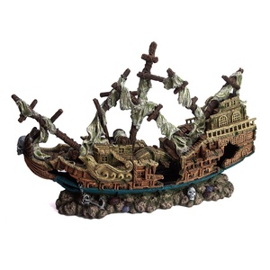 Xinly atacado da fábrica poliresina ruim tanque de peixes pirata do aquário navio enfeites decoração - Product Image 5