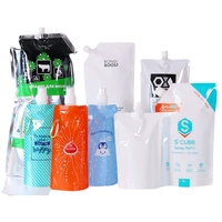 Pochette souple à fond plat avec bec verseur, personnalisable avec logo, en PE/PET, 50 ml, 100 ml, pour l'emballage de liquides (aliments pour bébés, smoothies, jus, recharges)