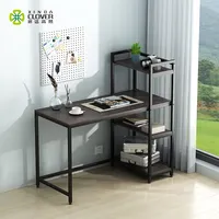 Mesa de computador estilo coreano, mesa com prateleira de madeira mesa de estudo