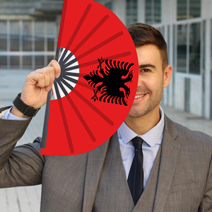 Abanicos Plegables de Bambú con la Bandera de Albania al por Mayor, Abanico de Mano para Carnaval, Boda, Festival, Fiesta, Agencia de Viajes - Product Image 3