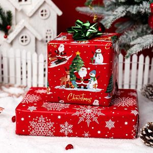MAYPLUSS Red Christmas <b>Wrapping</b> <b>Paper</b> 17in X 33ft Santa Claus Tree Design Double Side Coated Art <b>Paper</b> - Product Image 3