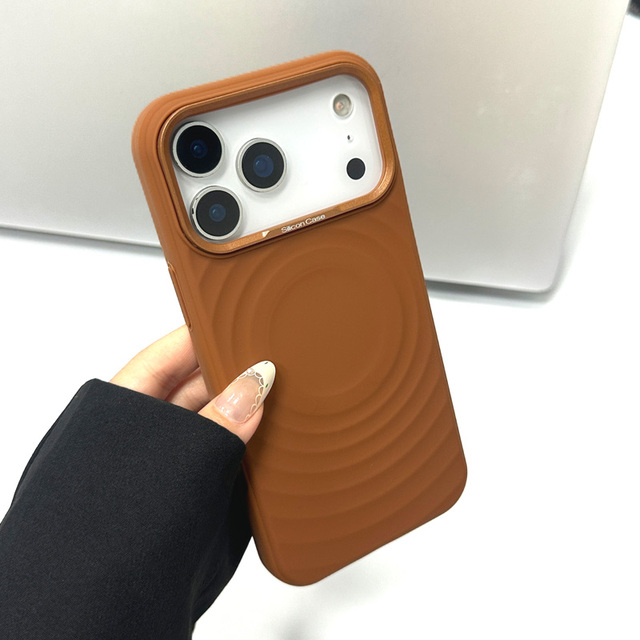 For iPhone 18 17 16 15 14 Pro Max Magnetic Silicone Case Ripple Wave Back Design Soft Touch Full-Cover Protective Cover Multiple
