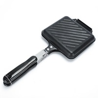 Grille de cuisson à bords croulants, double face, pour sandwichs et pains de petit-déjeuner, amovible, portable, compatible flamme nue, pour steaks, en métal